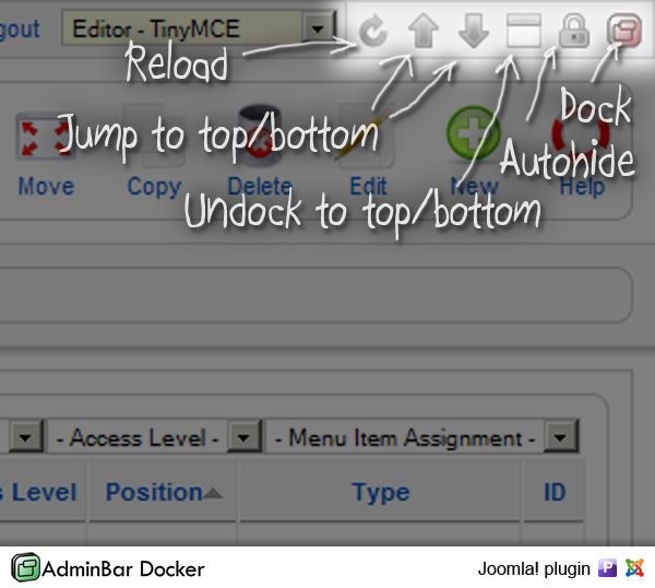 AdminBarDocker - админ панель joomla