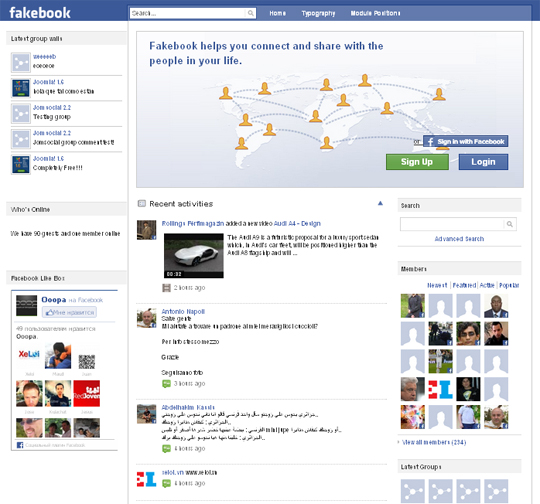 Ooopa Fakebook - joomla социальная сеть