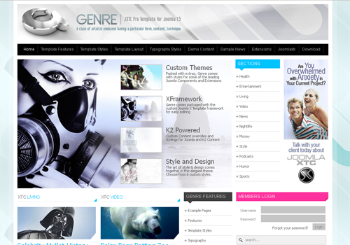 JXTC Genre - шаблоны joomla новостной портал