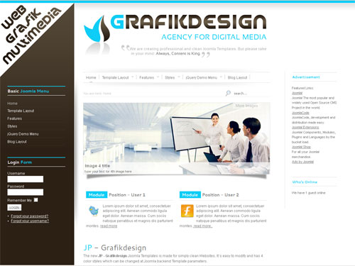 JP Grafikdesign - шаблон сайт визитка joomla