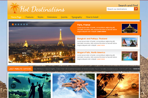 HOT Destinations - шаблоны joomla туризм