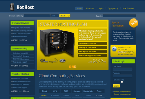 HOT Host - хостинг шаблон joomla