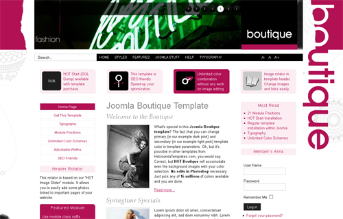 HOT Boutique - шаблоны joomla портал