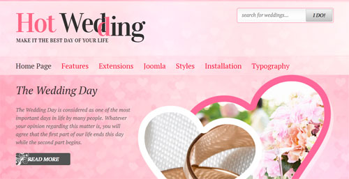 Hot Wedding - joomla шаблоны портфолио