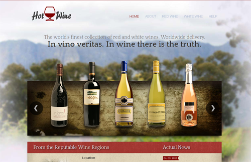 HOT Wine - joomla шаблоны портфолио