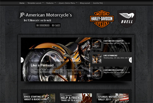 JP American Motorcyle - шаблоны joomla авто