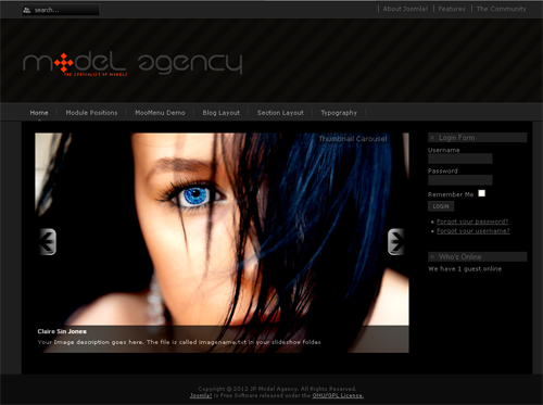 JP Model Agency - шаблон сайт визитка joomla