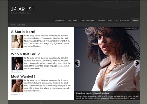 JP Artist - шаблон сайт визитка joomla