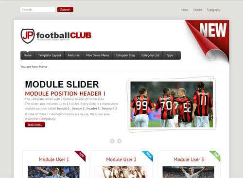 JP Football - шаблоны joomla футбол