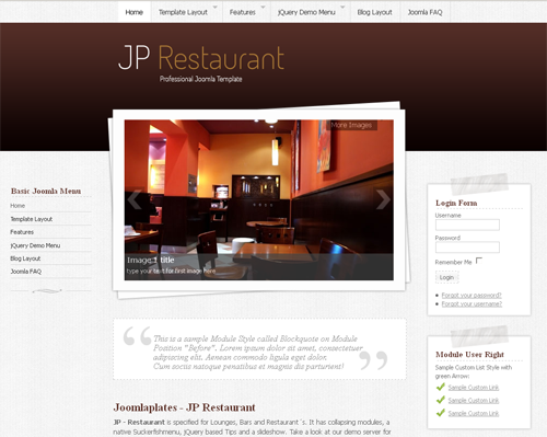 JP Restaurant - шаблон портала для joomla
