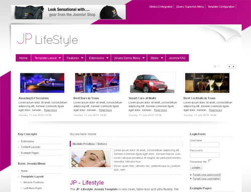 JP Lifestyle - шаблон портала для joomla