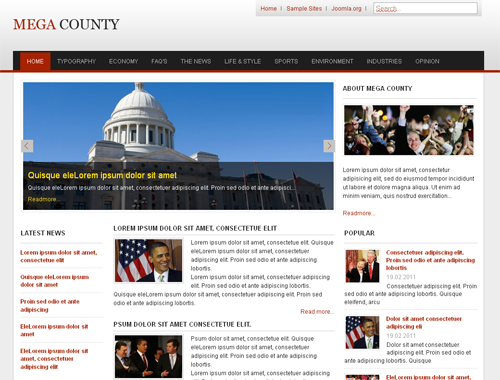 OT County - шаблон портала для joomla