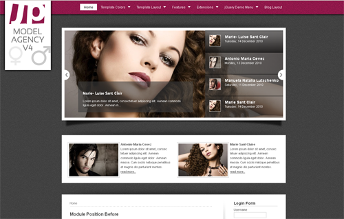 JP Model Agency v4 - шаблон портала для joomla