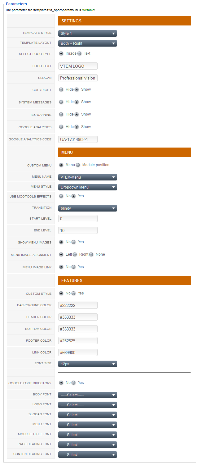 VT Sport - шаблоны joomla спорт