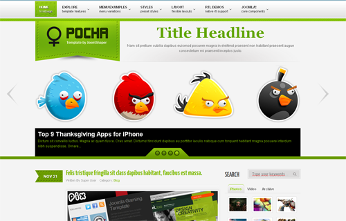 JS Shaper Pocha - шаблоны joomla для блога