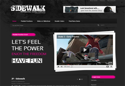 JP Sidewalk - шаблон портала для joomla