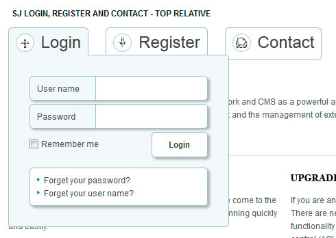 SJ Login, Register and Contact - модуль авторизации Joomla