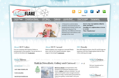 HOT Snowflake - шаблоны joomla туризм