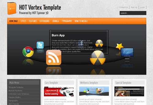 Hot Vortex - шаблоны joomla портал