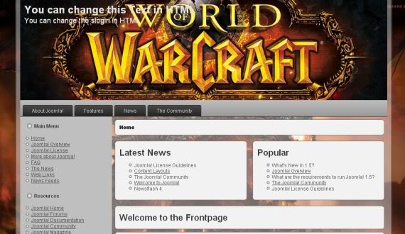 FJ World of Warcraft - шаблон joomla wow